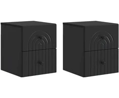 Sieninis naktinis staliukas 2 pcs Juoda 33 x 34,5 x 40 cm
