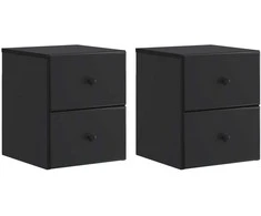 Sieninis naktinis staliukas 2 pcs Juoda 34,5 x 33 x 40 cm