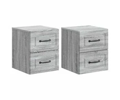 Sieninis naktinis staliukas 2 pcs Pilka sonoma ąžuolo