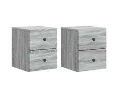 Sieninis naktinis staliukas 2 pcs Pilka sonoma ąžuolo