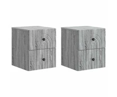 Sieninis naktinis staliukas 2 pcs Pilka sonoma ąžuolo