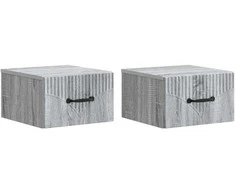 Sieninis naktinis staliukas 2 pcs Pilka sonoma ąžuolo
