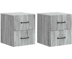 Sieninis naktinis staliukas 2 pcs Pilka sonoma ąžuolo