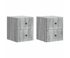 Sieninis naktinis staliukas 2 pcs Pilka sonoma ąžuolo