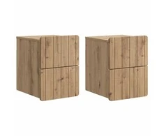 Sieninis naktinis staliukas su stalčių 2 pcs Artisano ąžuolo