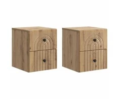 Sieninis naktinis staliukas su stalčių 2 pcs Artisano ąžuolo