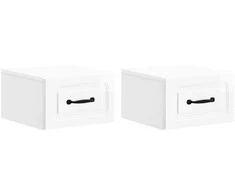 Sieninis naktinis staliukas su stalčių 2 pcs Itin blizgi balta