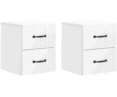 Sieninis naktinis staliukas su stalčių 2 pcs Itin blizgi balta