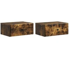 Sieninis naktinis staliukas su stalčių 2 pcs Dūminio ąžuolo