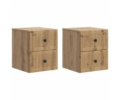 Sieninis naktinis staliukas su stalčių 2 pcs Artisano ąžuolo