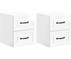 Sieninis naktinis staliukas su stalčių 2 pcs Itin blizgi balta