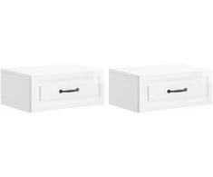 Sieninis naktinis staliukas su stalčių 2 pcs Itin blizgi balta