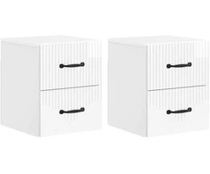 Sieninis naktinis staliukas su stalčių 2 pcs Itin blizgi balta