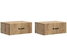 Sieninis naktinis staliukas su stalčių 2 pcs Artisano ąžuolo