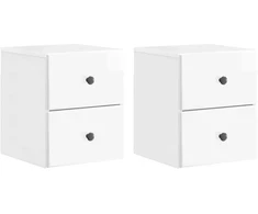 Sieninis naktinis staliukas su stalčių 2 pcs Itin blizgi balta