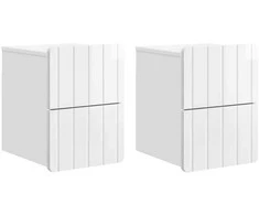 Sieninis naktinis staliukas su stalčių 2 pcs Itin blizgi balta