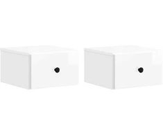 Sieninis naktinis staliukas su stalčių 2 pcs Itin blizgi balta