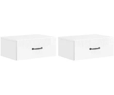 Sieninis naktinis staliukas su stalčių 2 pcs Itin blizgi balta