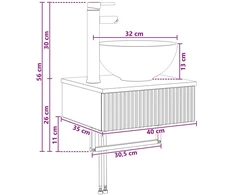 Sieninis skalbimo kriauklė Juoda 40 x 35 x 39 cm