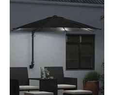 Sodo skėtis 248 x 248 x 148 cm Poliesteris ir plienas Juoda