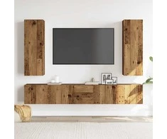 TV staliukas Sieninis televizoriaus spintelės komplektas, 5 dalių