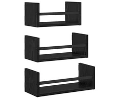 Sieninių lentynų komplektas 3 pcs Juodas ąžuolas 40x16x14cm