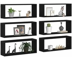 Sieninės lentynos 6 pcs Juodas ąžuolas 60 x 15 x 23 cm