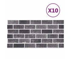 Sienų plokštės 10 pcs Juoda ir pilka 100 x 50 cm EPS putos