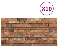 Sienų plokštės 10 pcs Ruda ir balta 100 x 50 cm EPS putos