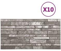 Sienų plokštės 10 pcs Tamsiai pilka 100 x 50 cm EPS putos