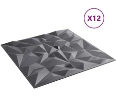 Sienų plokštės 12 pcs Amethyst Pilkas 50 x 50 cm XPS Putplastis