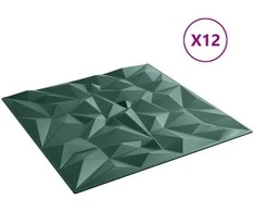 Sienų plokštės 12 pcs Amethyst Žalias 50 x 50 cm XPS Putplastis