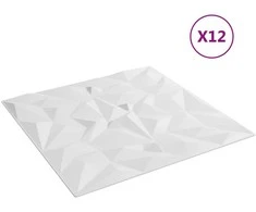 Sienų plokštės 12 pcs Balta 50 x 50 cm XPS Putplastis