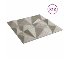 Sienų plokštės 12 pcs Diamond Beton 50 x 50 cm XPS Putplastis