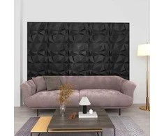 Sienų plokštės 12 pcs Diamond Juodas 50 x 50 cm XPS Putplastis