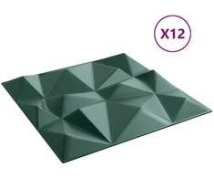 Sienų plokštės 12 pcs Diamond Žalias 50 x 50 cm XPS Putplastis
