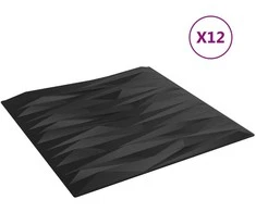 Sienų plokštės 12 pcs Juodas Akmuo 50 x 50 cm XPS Putplastis