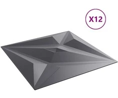 Sienų plokštės 12 pcs Star Pilkas 50 x 50 cm XPS Putplastis