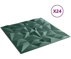 Sienų plokštės 24 pcs Amethyst Žalias 50 x 50 cm XPS Putplastis