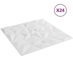 Sienų plokštės 24 pcs Balta 50 x 50 cm XPS Putplastis