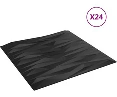 Sienų plokštės 24 pcs Juodas Akmuo 50 x 50 cm XPS Putplastis