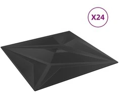 Sienų plokštės 24 pcs Juodas Star 50 x 50 cm XPS Putplastis