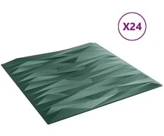 Sienų plokštės 24 pcs Stone Žalias 50 x 50 cm XPS Putplastis