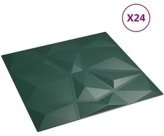 Sienų plokštės 24 pcs Žalia 50 x 50 cm XPS Putplastis
