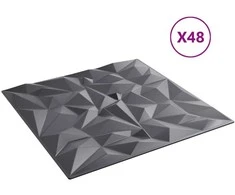 Sienų plokštės 48 pcs Amethyst Pilkas 50 x 50 cm XPS Putplastis
