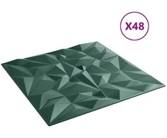 Sienų plokštės 48 pcs Amethyst Žalias 50 x 50 cm XPS Putplastis