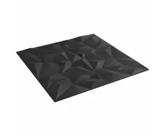Sienų plokštės 48 pcs Juoda 50 x 50 cm XPS Putplastis