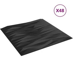Sienų plokštės 48 pcs Juodas Akmuo 50 x 50 cm XPS Putplastis