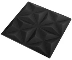 Sienų plokštės 48 pcs Origami Juodas 50 x 50 cm XPS Putplastis