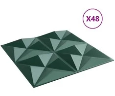 Sienų plokštės 48 pcs Origami Žalias 50 x 50 cm XPS Putplastis